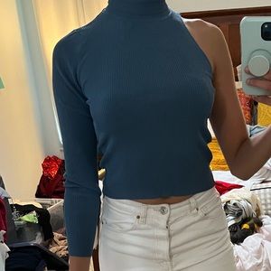 Zara size small blue cold shoulder mock neck top worn maybe once